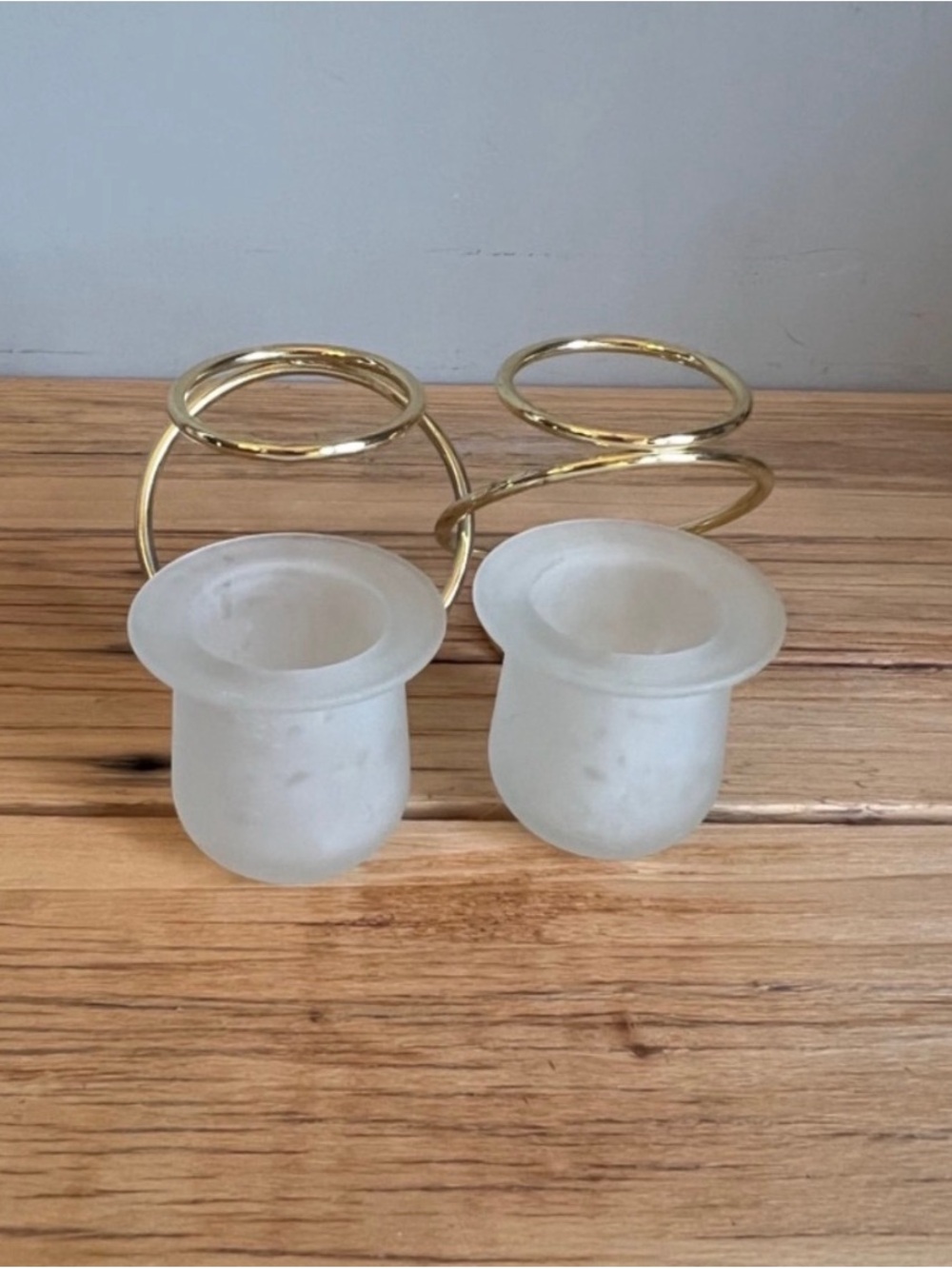 Gold and Frosted Glass Spiral Candle Holders - Set of 2 - Picture 6 of 9